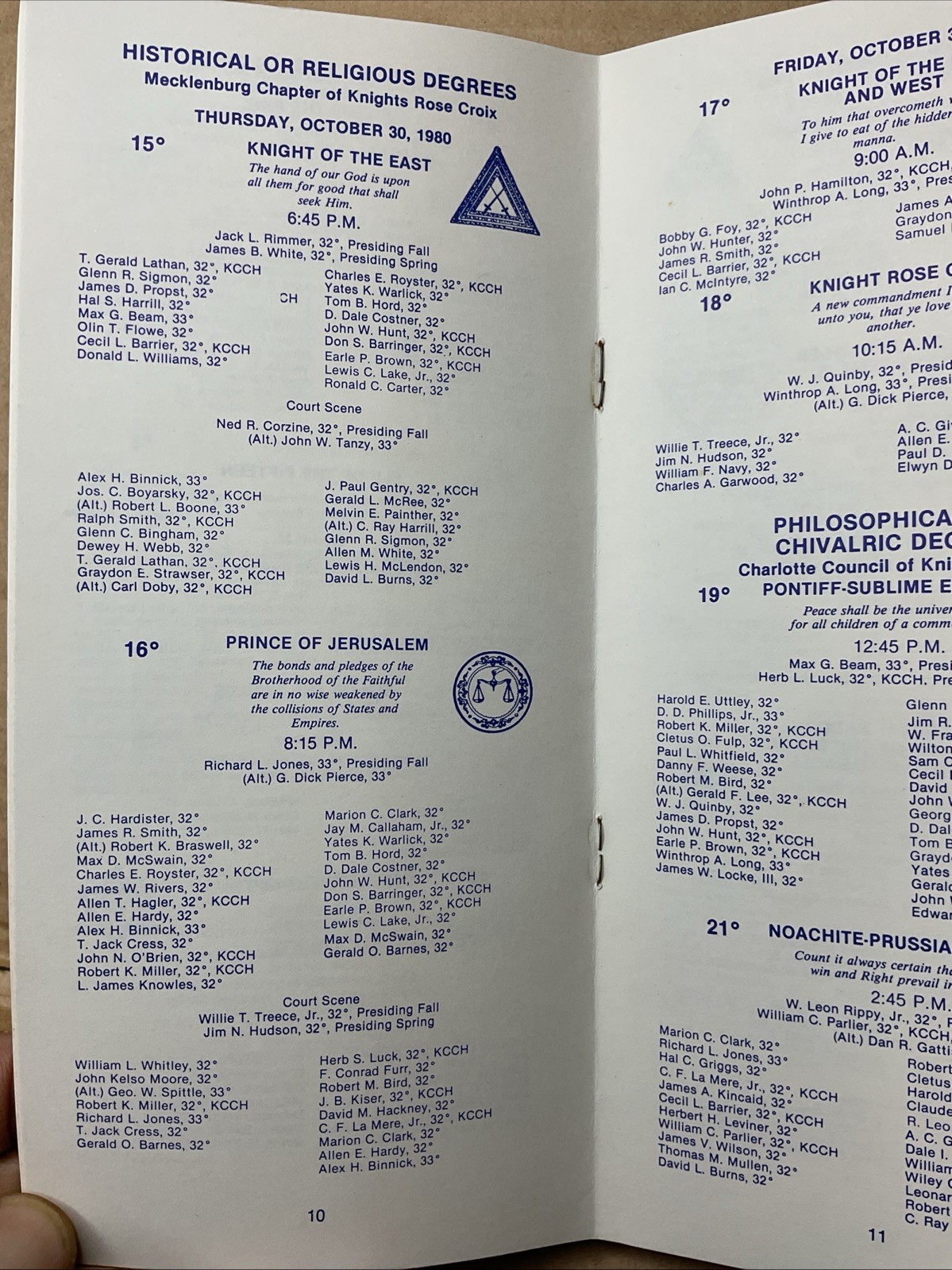 30 Oct-1 Nov 1980 Benoit-mills Memorial Class Fall Reunion Freemasonry Nc B73