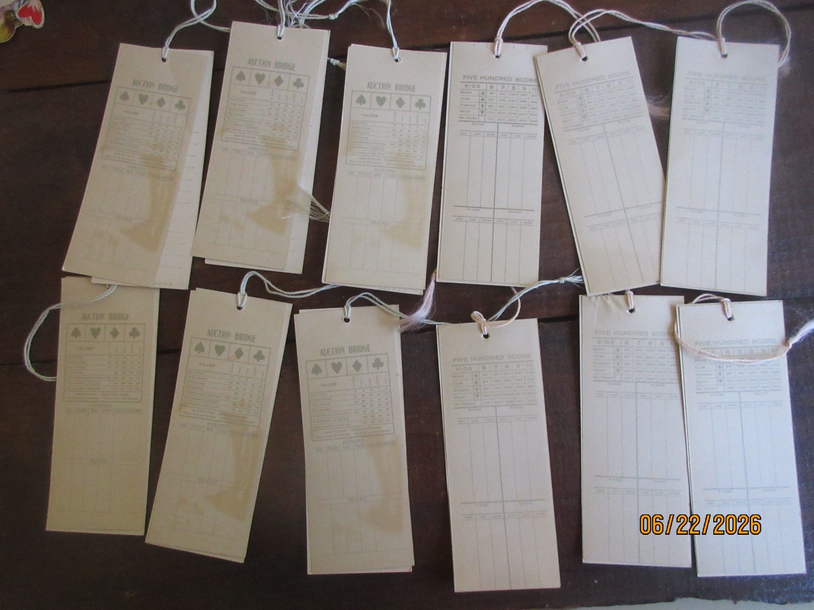 Set of 12 1920 – 1930’s Unused Bridge Tally Cards Pierrot & a Girl with Flowers