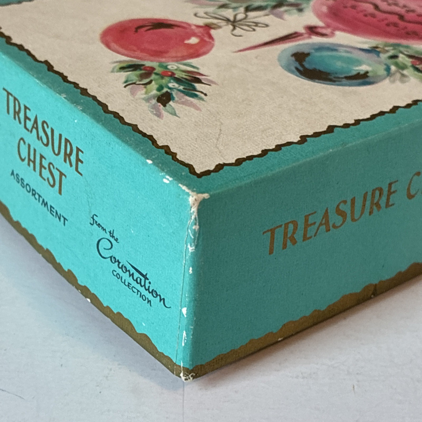 Lot of 2 Vintage Boxes – Outlet Store Candy Box & Coronation Christmas Card Box