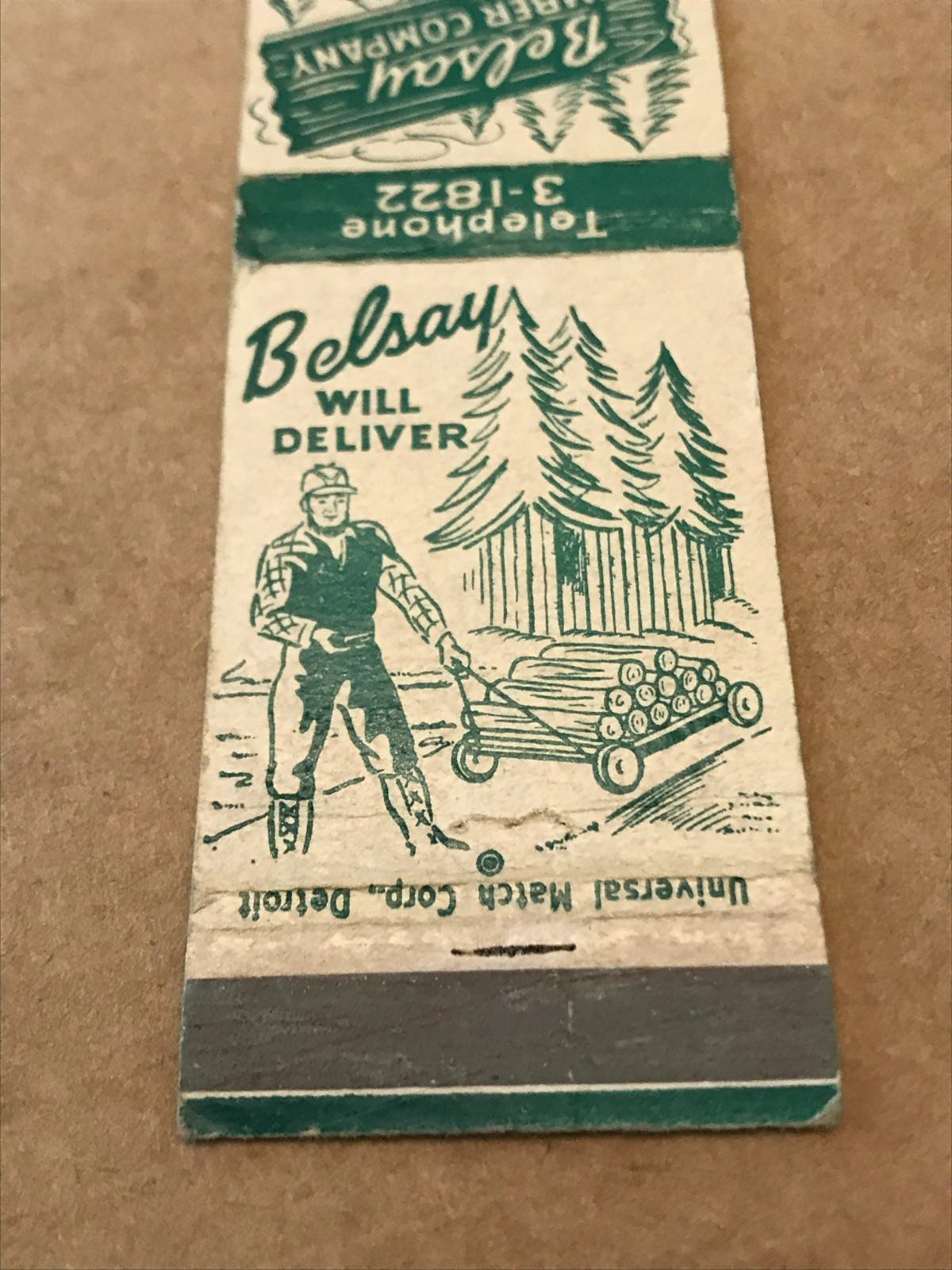 Vintage Belsay Lumber Company – Matchcover, Matchbook