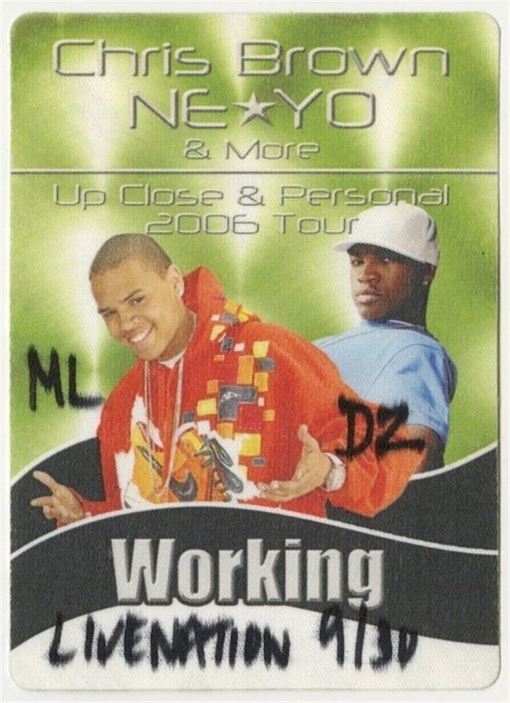 Chris Brown 2006 concert w/ Ne-Yo tour issued Working Crew Backstage Pass