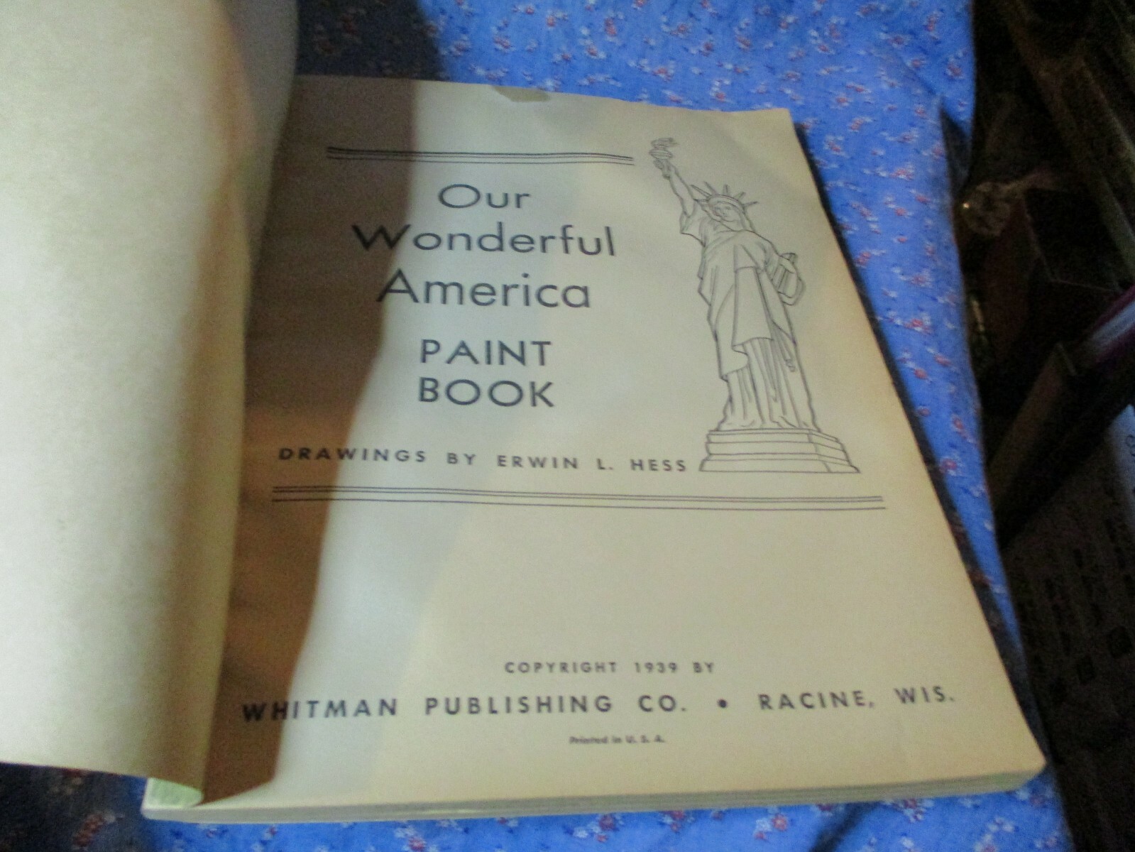 1939 Whitman Our Wonderful America A Paint Book Drawings by Erwin L Hess Unused