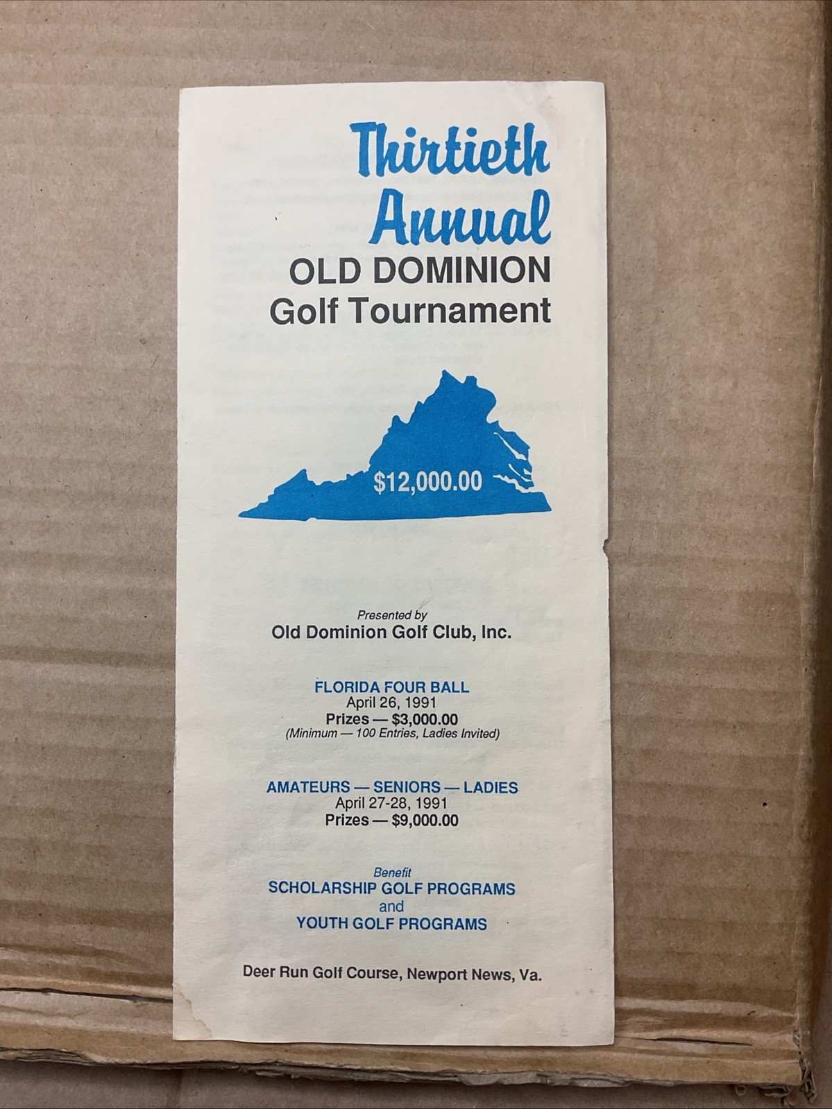 26-28 Apr 1991 13th Old Dominion Golf Tournament Deer Run Course Newport News Va
