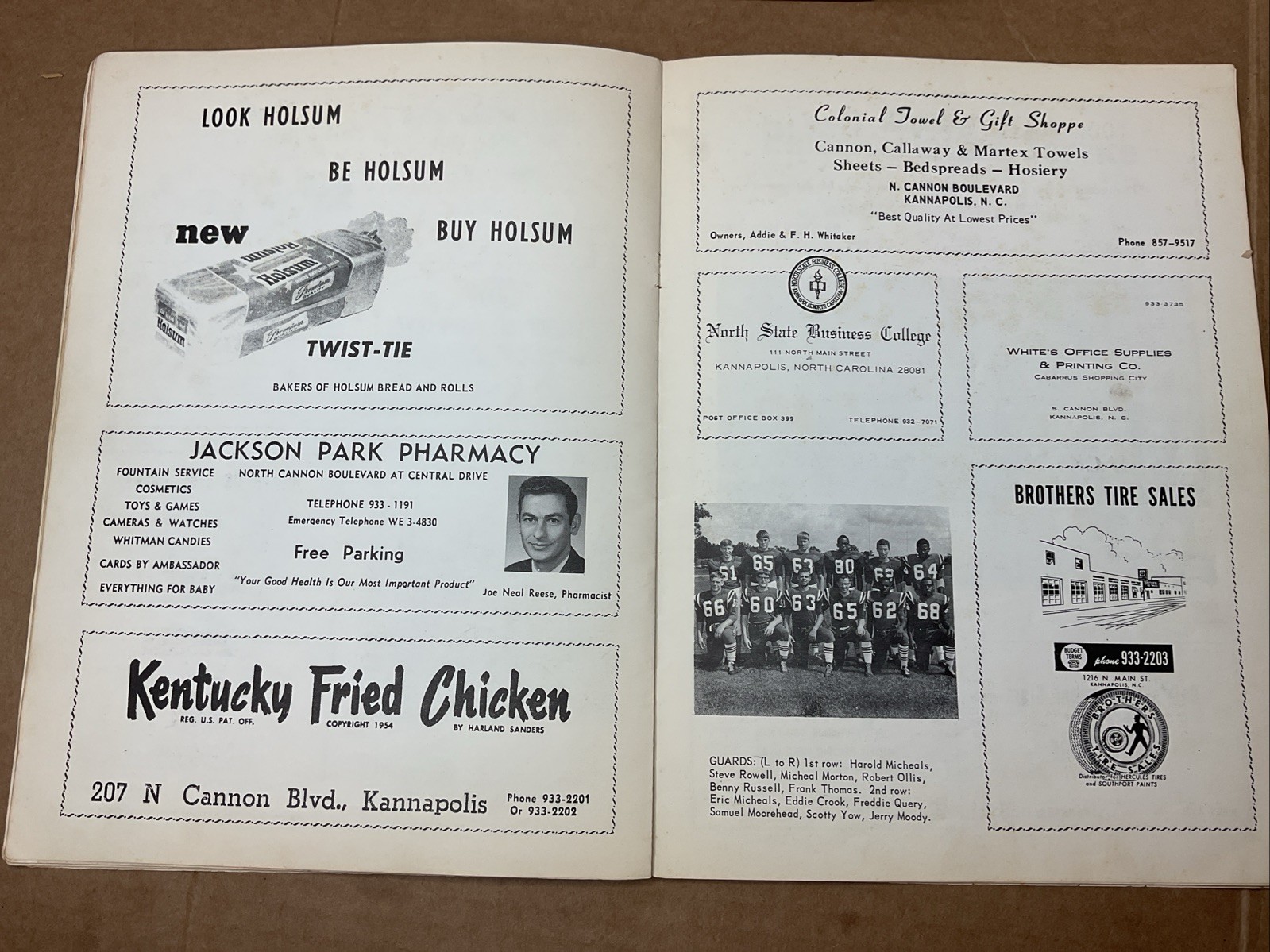 22 Sep 1967 Football Program A.L Brown Vs Lexington High School Nc B69