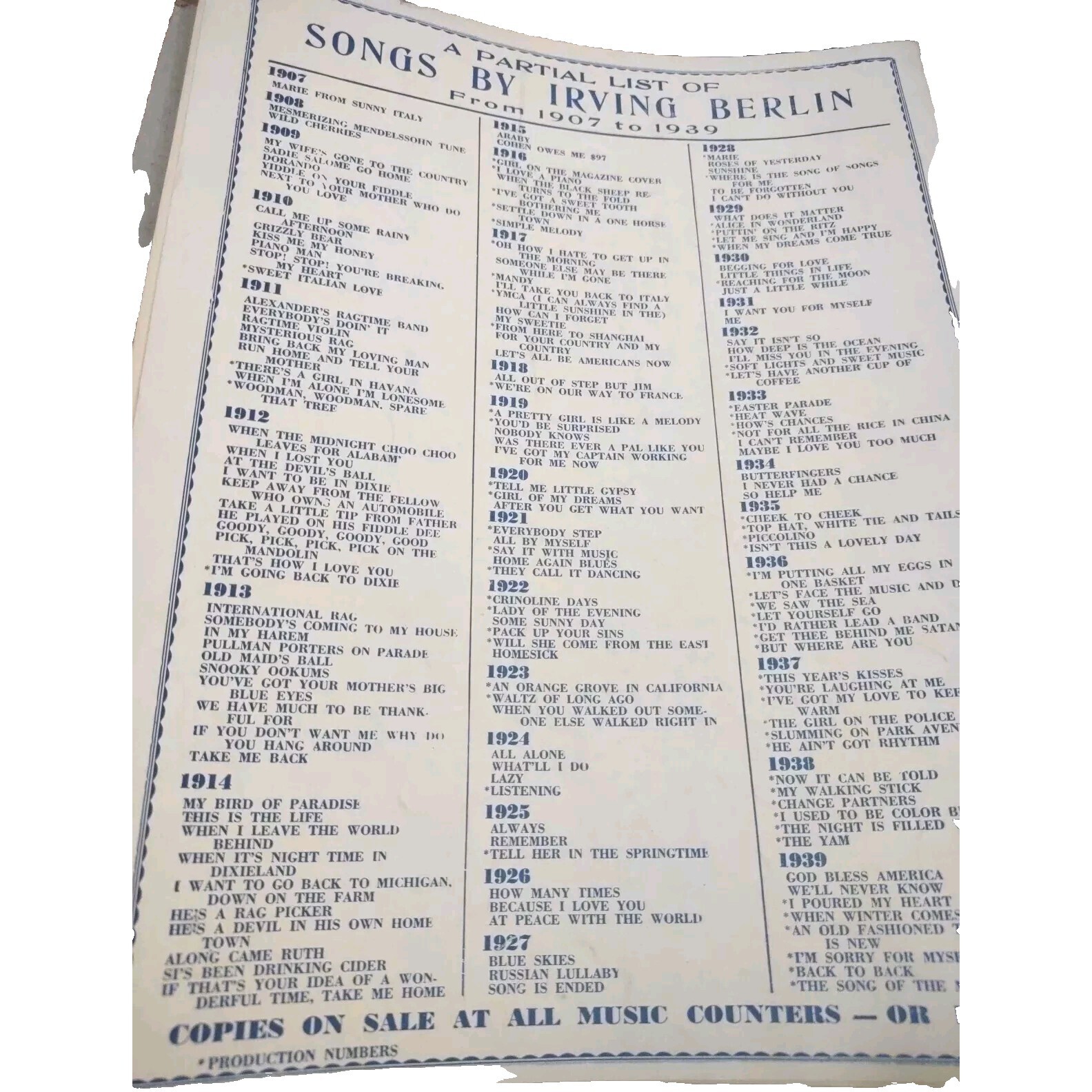Vintage Epherma Sheet Music – 1927 – Russian Lullaby by Irving Berlin.