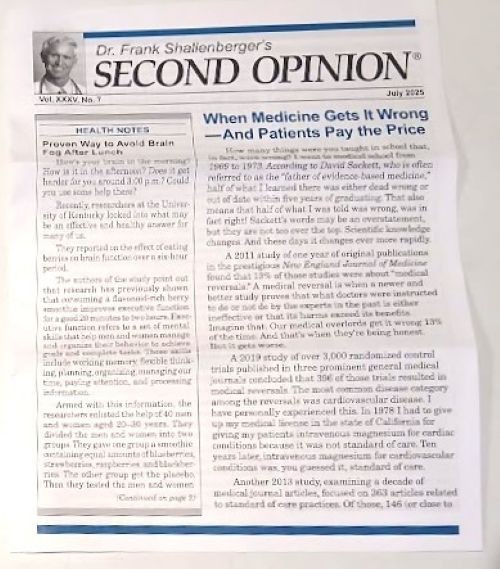 Five 2025 Issues from “Dr. Frank Shallenberger’s Second Opinion” Newsletter