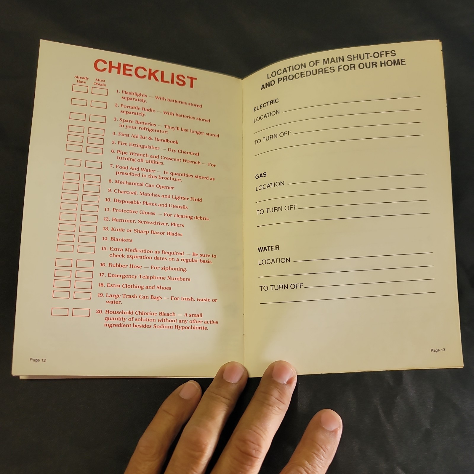 Vintage c1980s Builders Emporium Earthquake Survival Guide 14 Pages VTG
