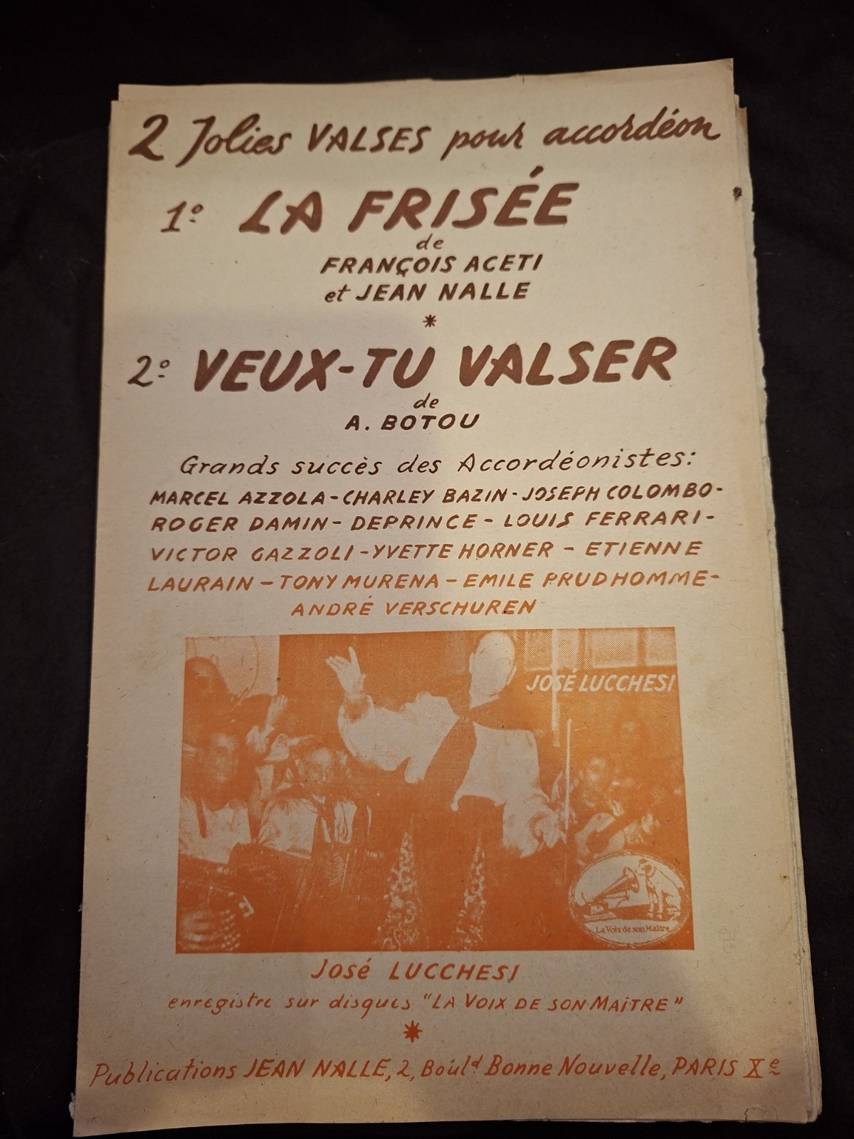 Partition La Frisée Aceti Nalle Veux Tu Valser Botou Sheet Music