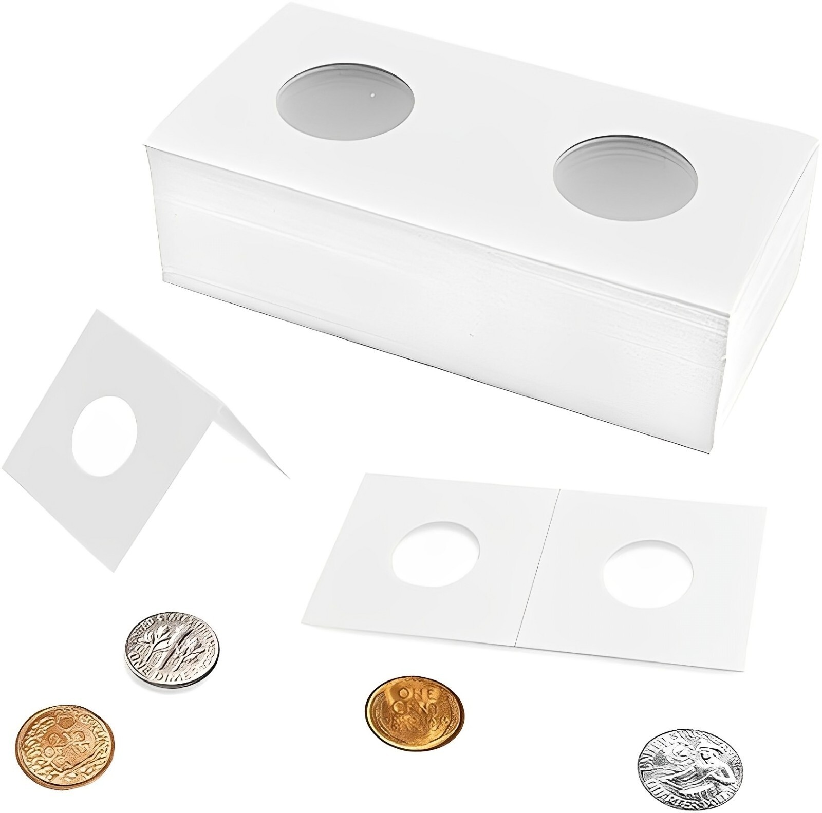 100PCS Coin Flips for Quarter 25mm/0.98 Inch Cardboard Holders 2×2 inch Pockets