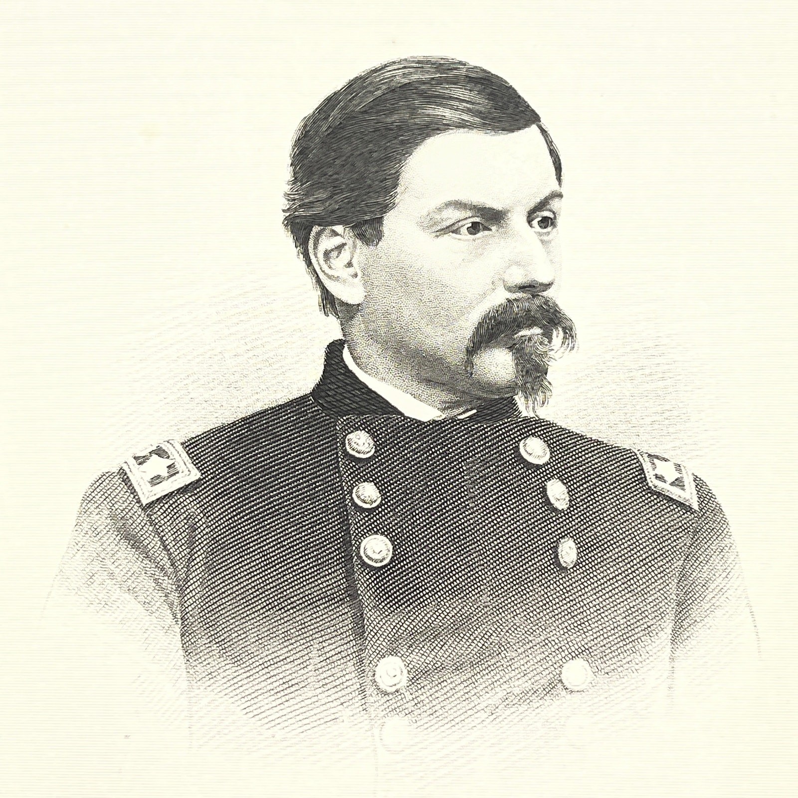 1867 Original Steel Art Engraving – Union General George McClellan 9×5″ AC3-2