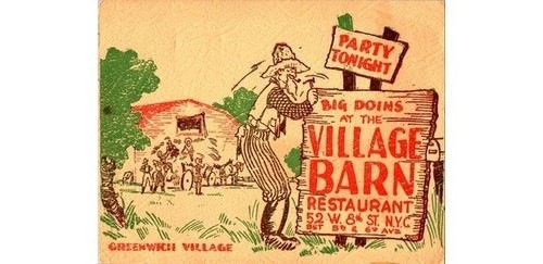 Village Barn NYC Flyer Greenwich Village 1950s Restaurant, Paper Americana
