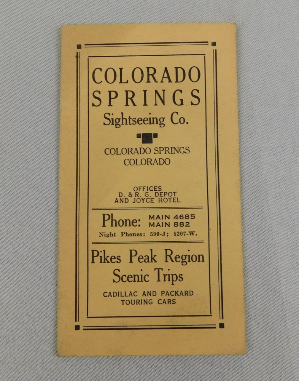 Vintage 20s Colorado Springs Sightseeing Scenic Trips Tour Guide Travel Brochure