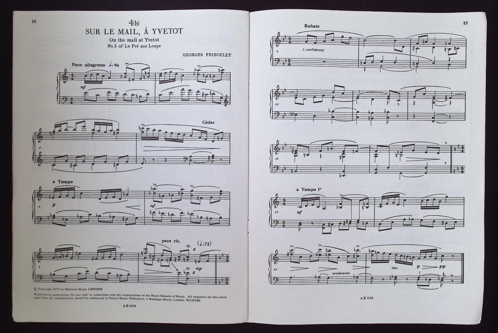 Royal Schools of Music Pianoforte Examinations 1979 Grade 6 List B
