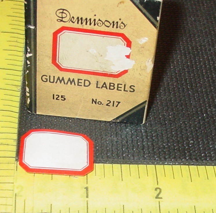 293 Vintage Dennison Gummed Red Border Bottle Craft Labels #217 #209 Mix NOS USA