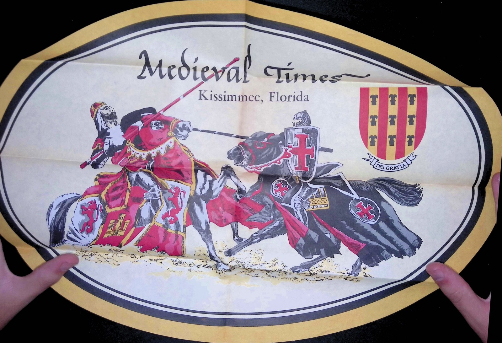 Medieval Times Kissimmee FL Souvenir Placemat Jousting Heraldry 1980s