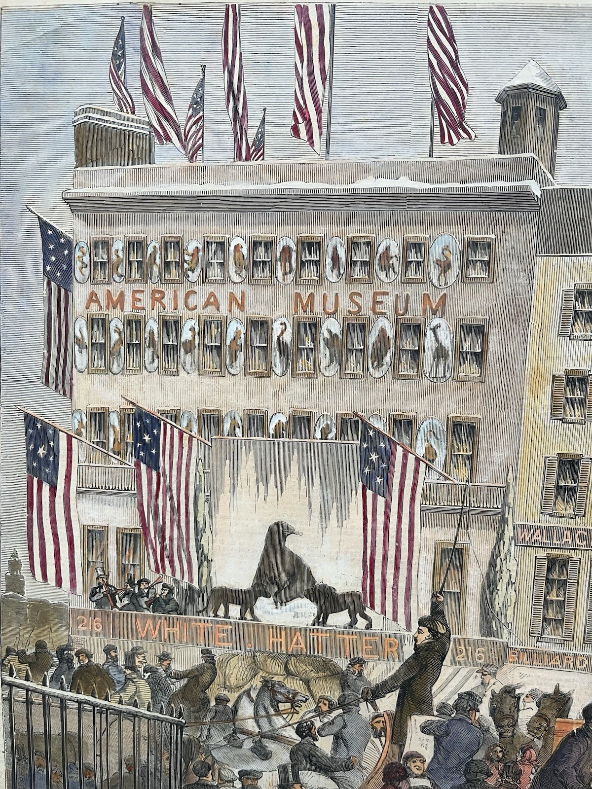 1860 VIEW OF BROADWAY, NEW YORK HARPER’S WEEKLY HAND COLORED