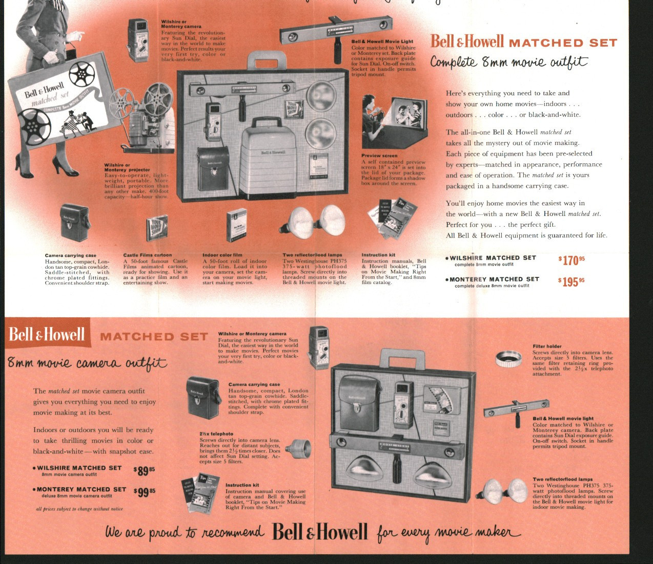 Bell & Howell 8mm Home Movies Promotional Brochure Fold-Out Late 1950s