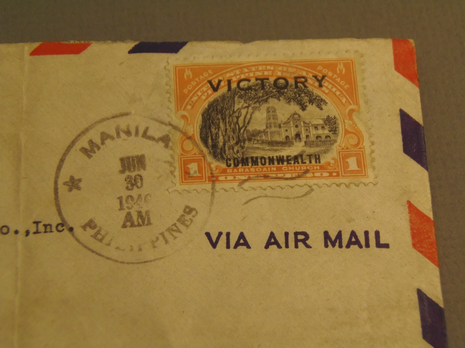 Barasoain Church Philippine Islands Cancelled Stamp Commonwealth Overprint Envel