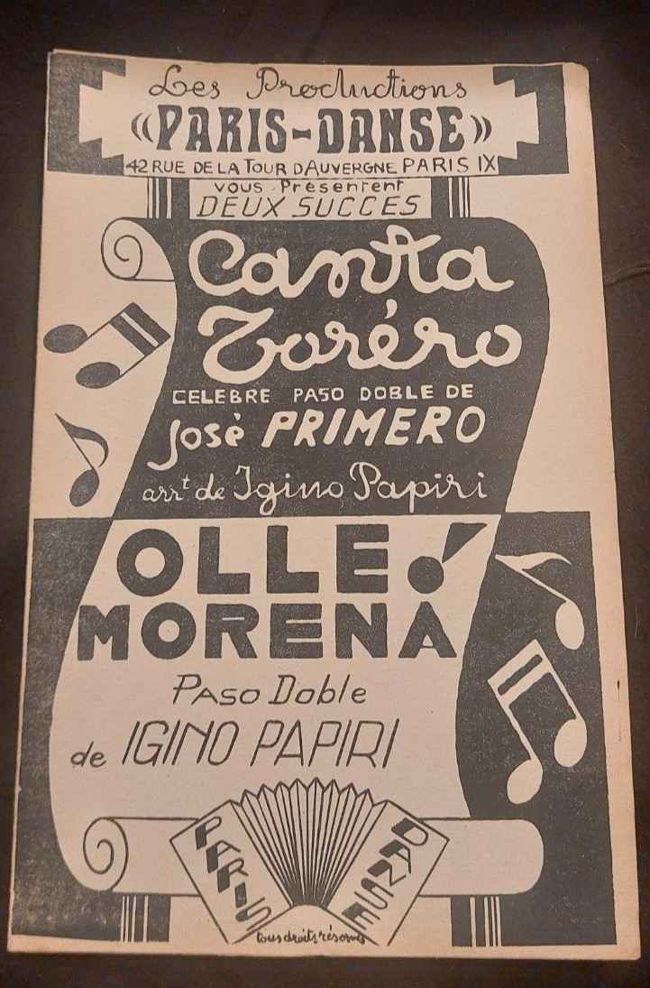 Canta Toréro Priméro Ollé Moréna Papiri Sheet Music