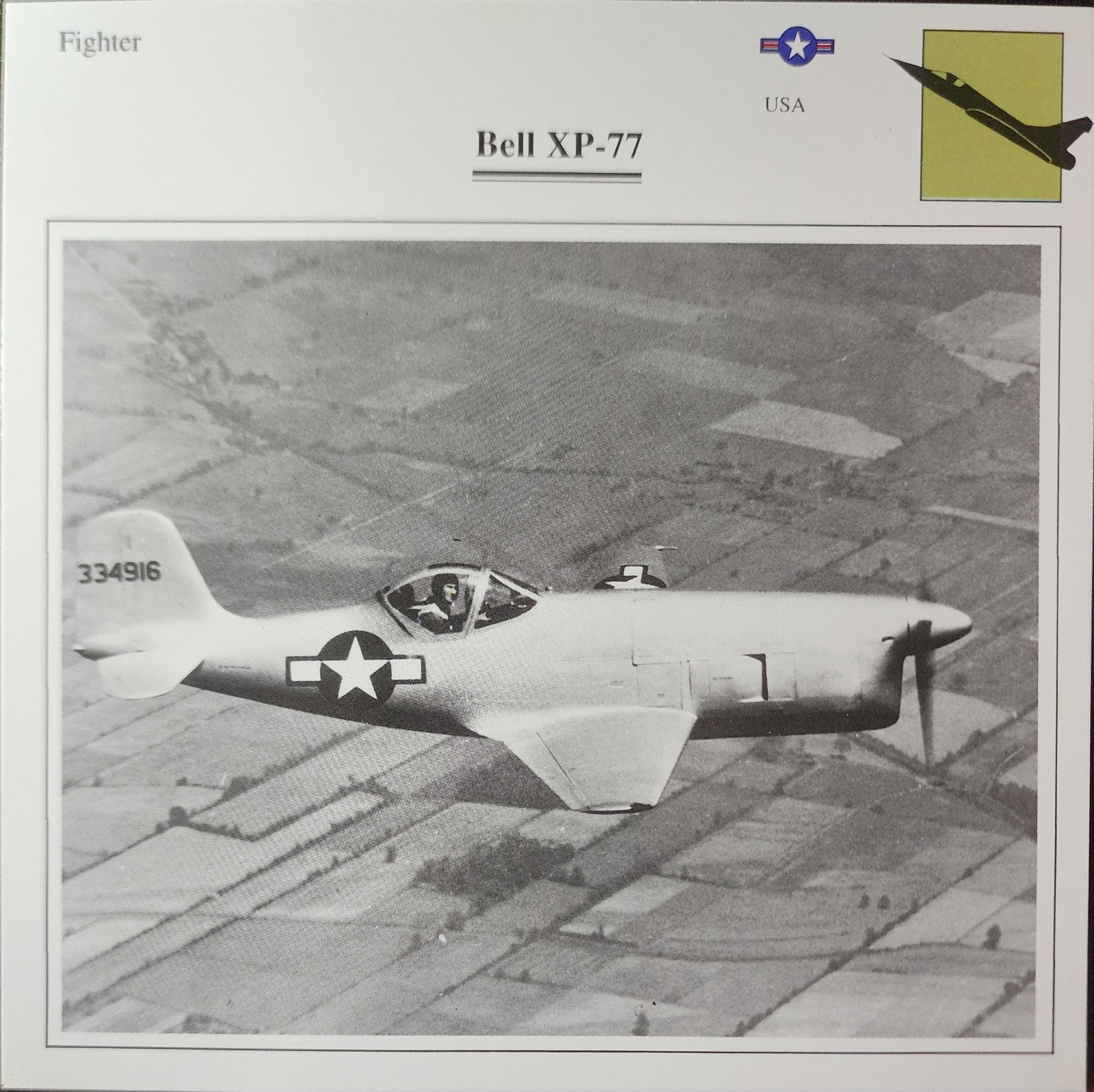 Bell XP-77 XP 77 XP77 Plane Picture Original Vtg Aircraft Info Collector Card