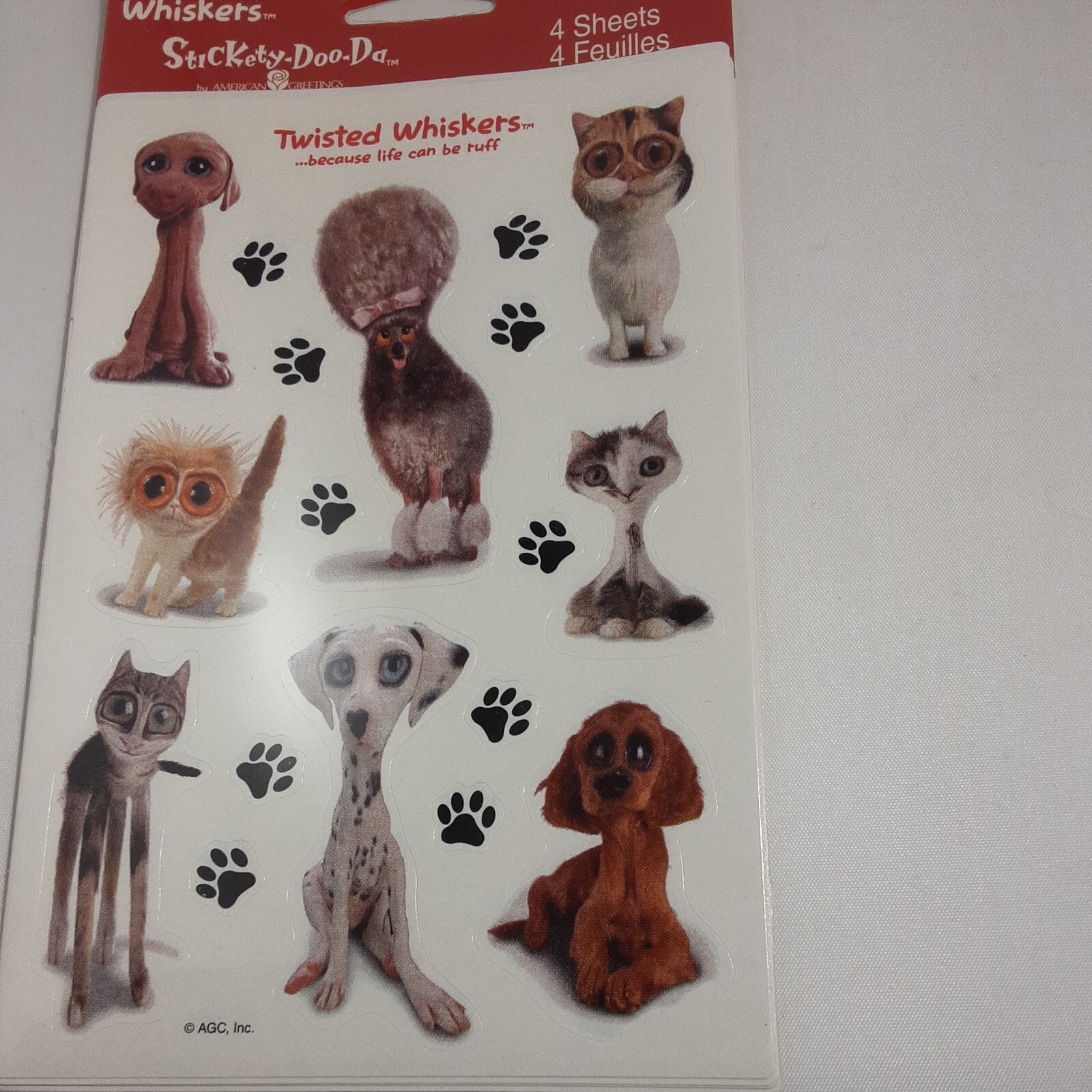 4 Vtg Pkgs TWISTED WHISKERS Stickers NIP 4X2 Sheets CATS DOGS Stickety-Doo-Da