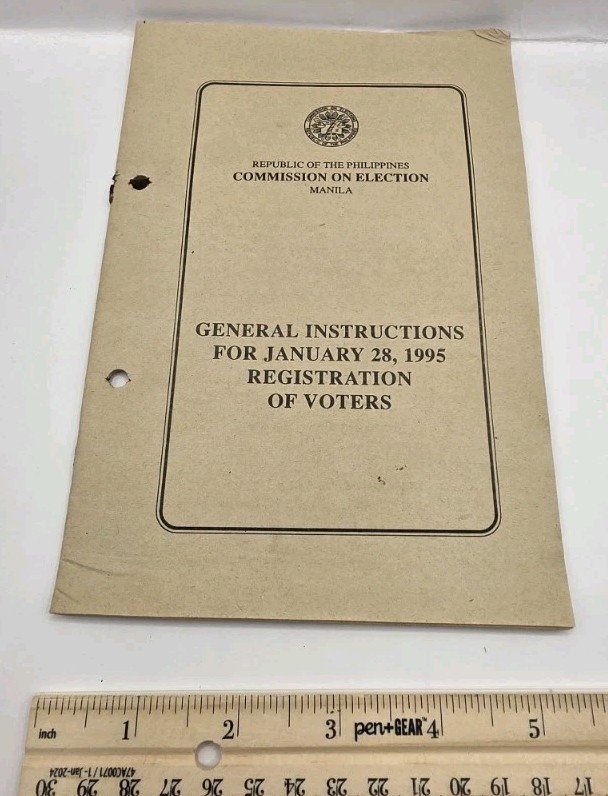 1995 Philippines Commission On Election General Instruction Guide Booklet.7pcs.