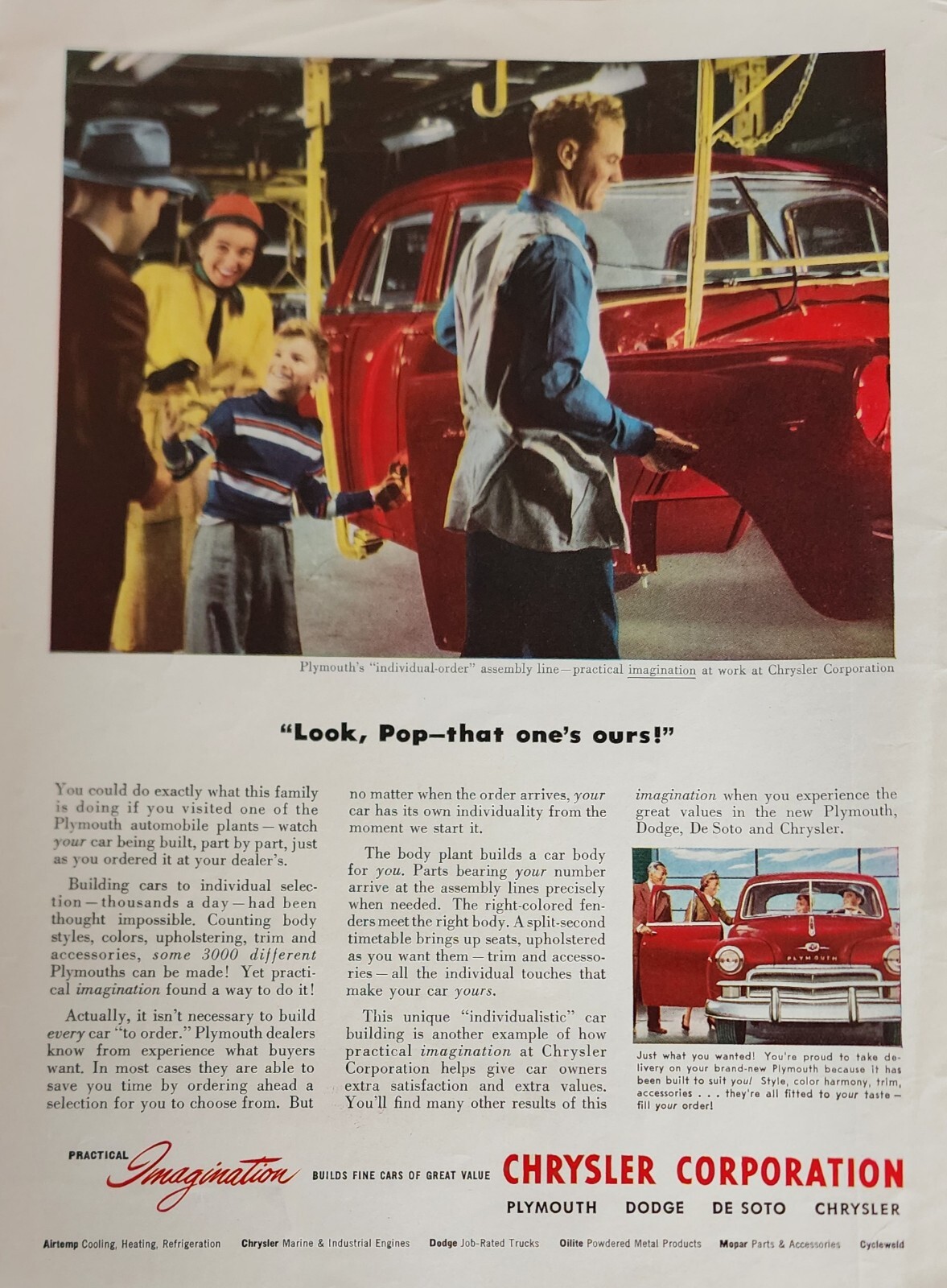 Chrysler Corp Magazine Picture Ad Assembly Line Plymouth Plant Decor