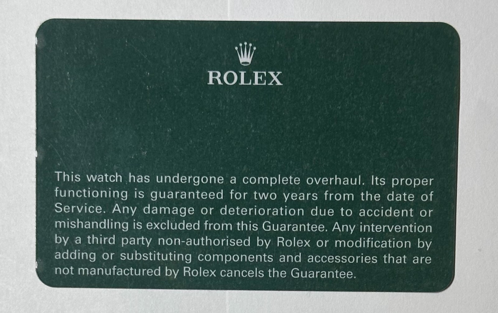 Rolex Submariner Swiss Watch Service Guarantee Certificate 16613LN F Serial