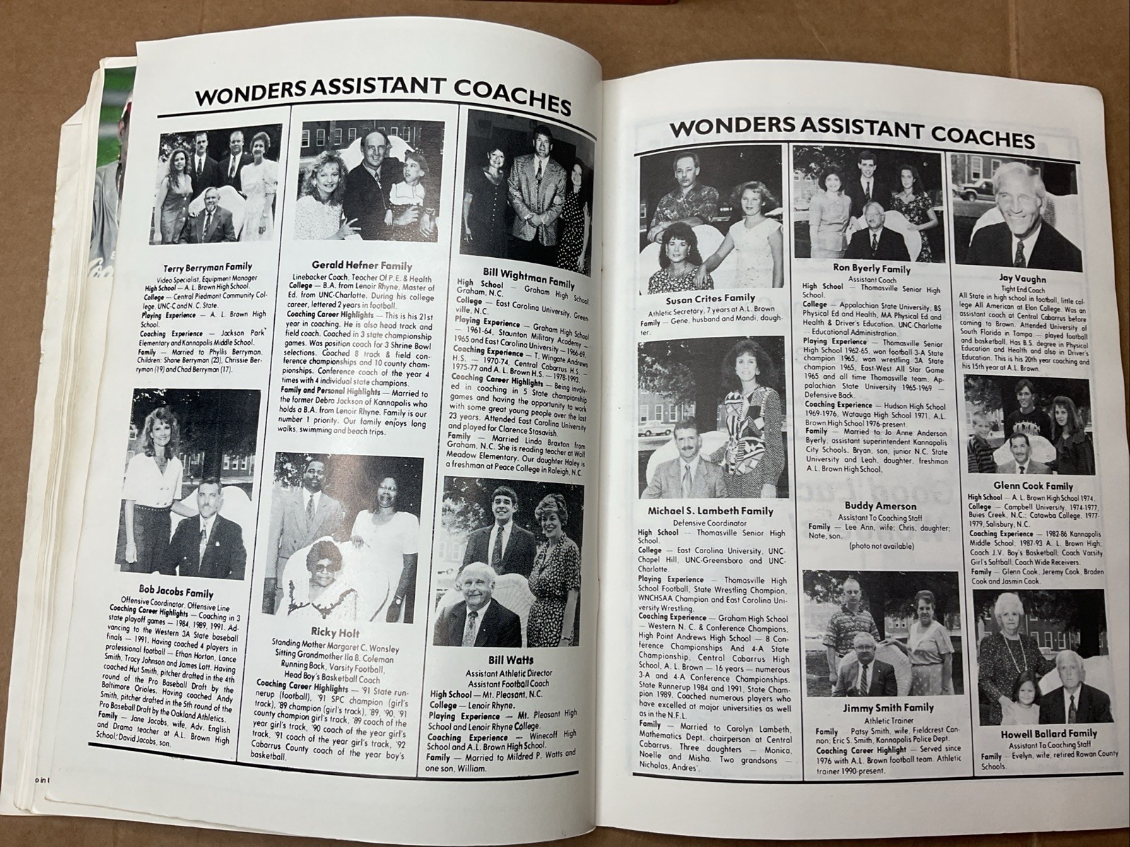 3 Sep 1993 Football Program A.L Brown Vs Statesville High School Nc B69