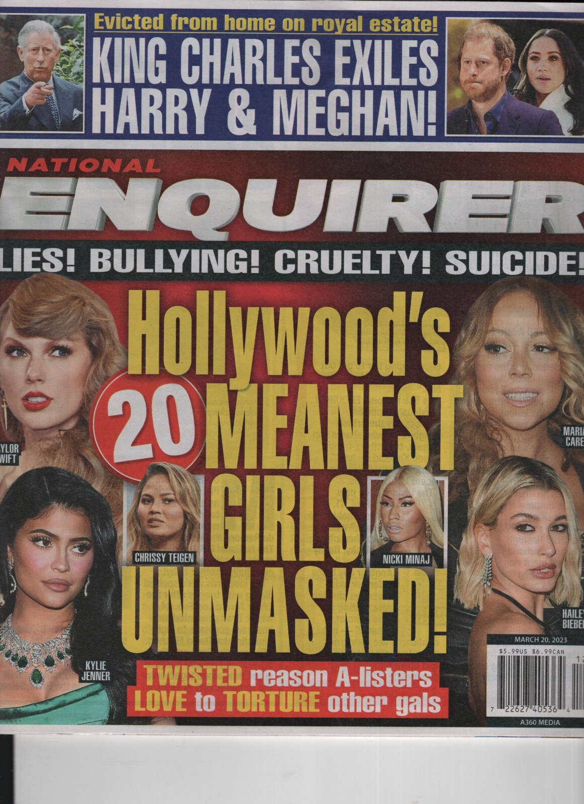 NATIONAL ENQUIRER NEWSPRINT MAGAZINE MARCH 20 2023 MEANEST GIRLS TAYLOR SWIFT