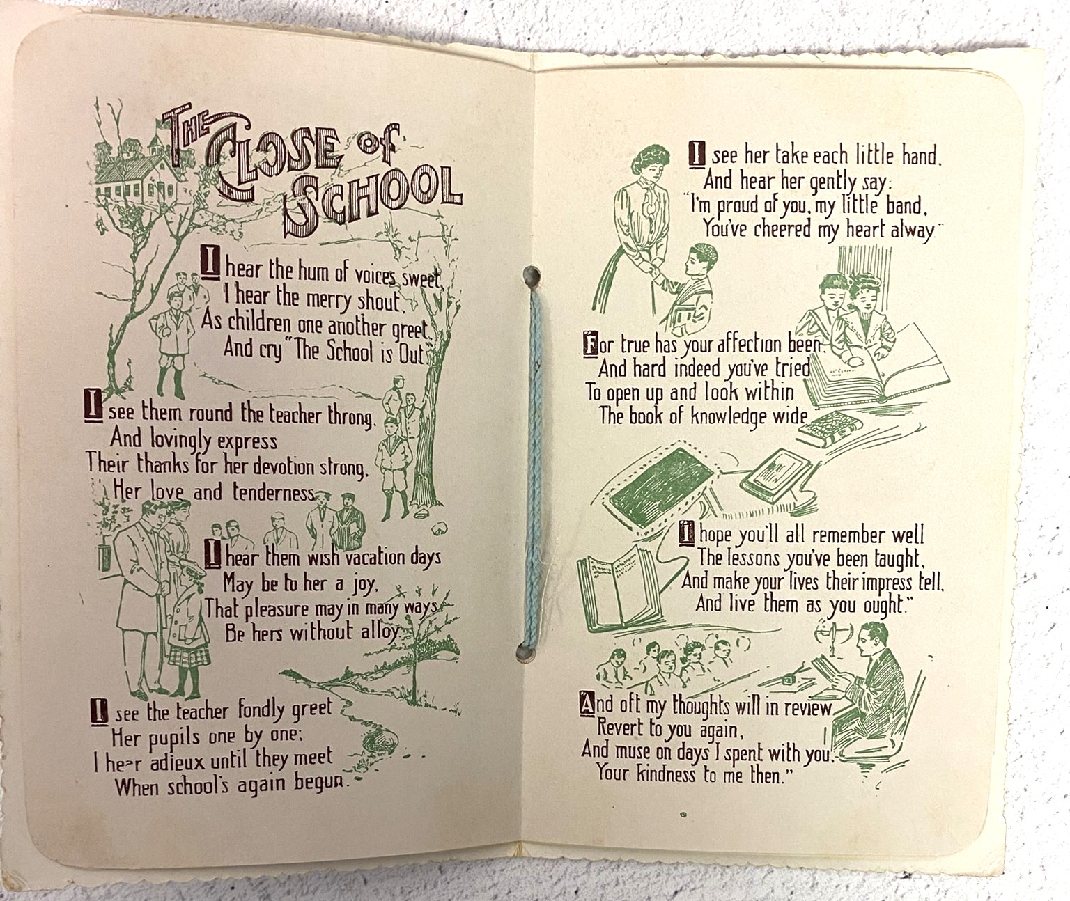 1910 Souvenir Memento Booklet Pioneer School House Embossed Americana Ephemera