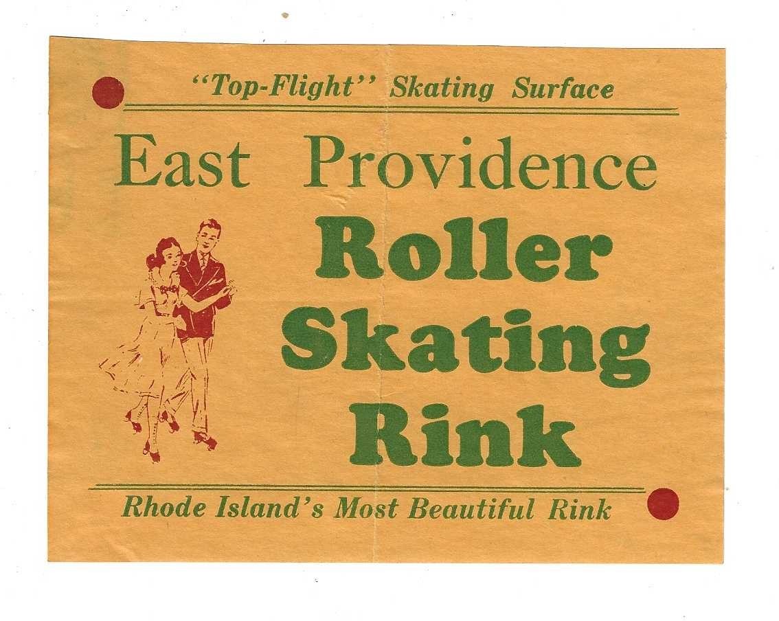 Roller Skate Skating Rink Label E Providence RI~4×5 in~Addresses on back~c1950s