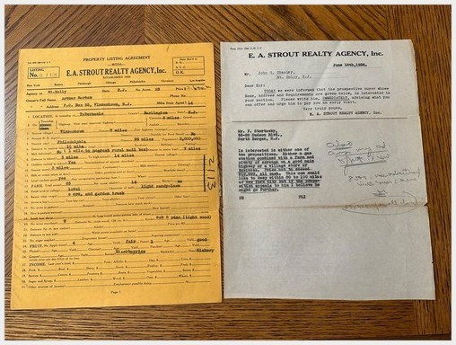 E.A. Strout Realty NJ Property Listing 1936 Burlington Co. Letter & Farm Land