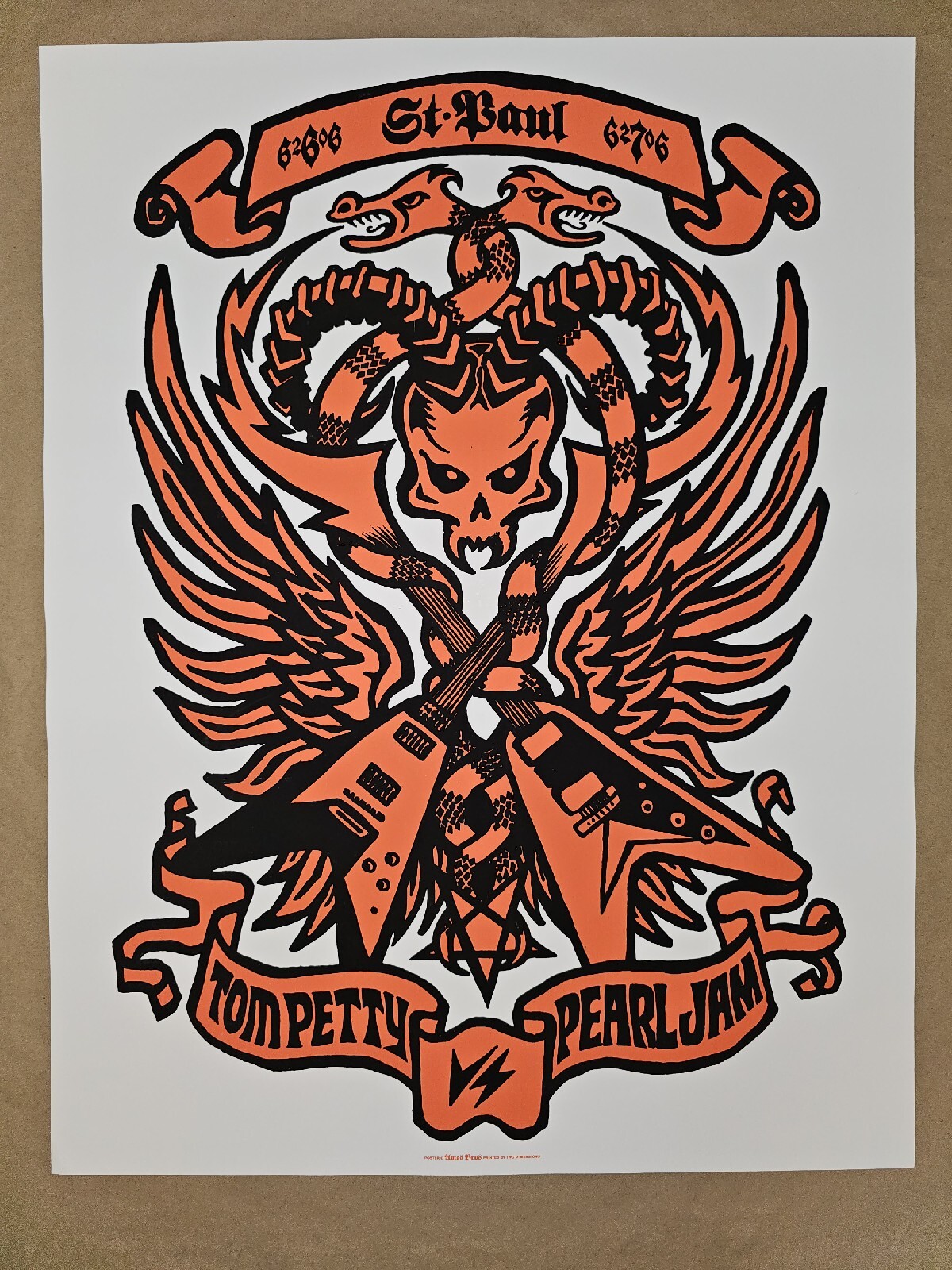 Tom Petty Pearl Jam 2006 St Paul MN Concert Poster Ames Bros Silkscreen Print