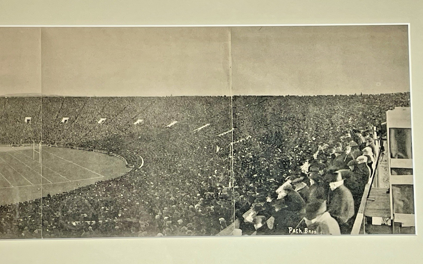 Framed Antique 1916 Yale Vs Harvard Football Game Panoramic Photo Memorabilia