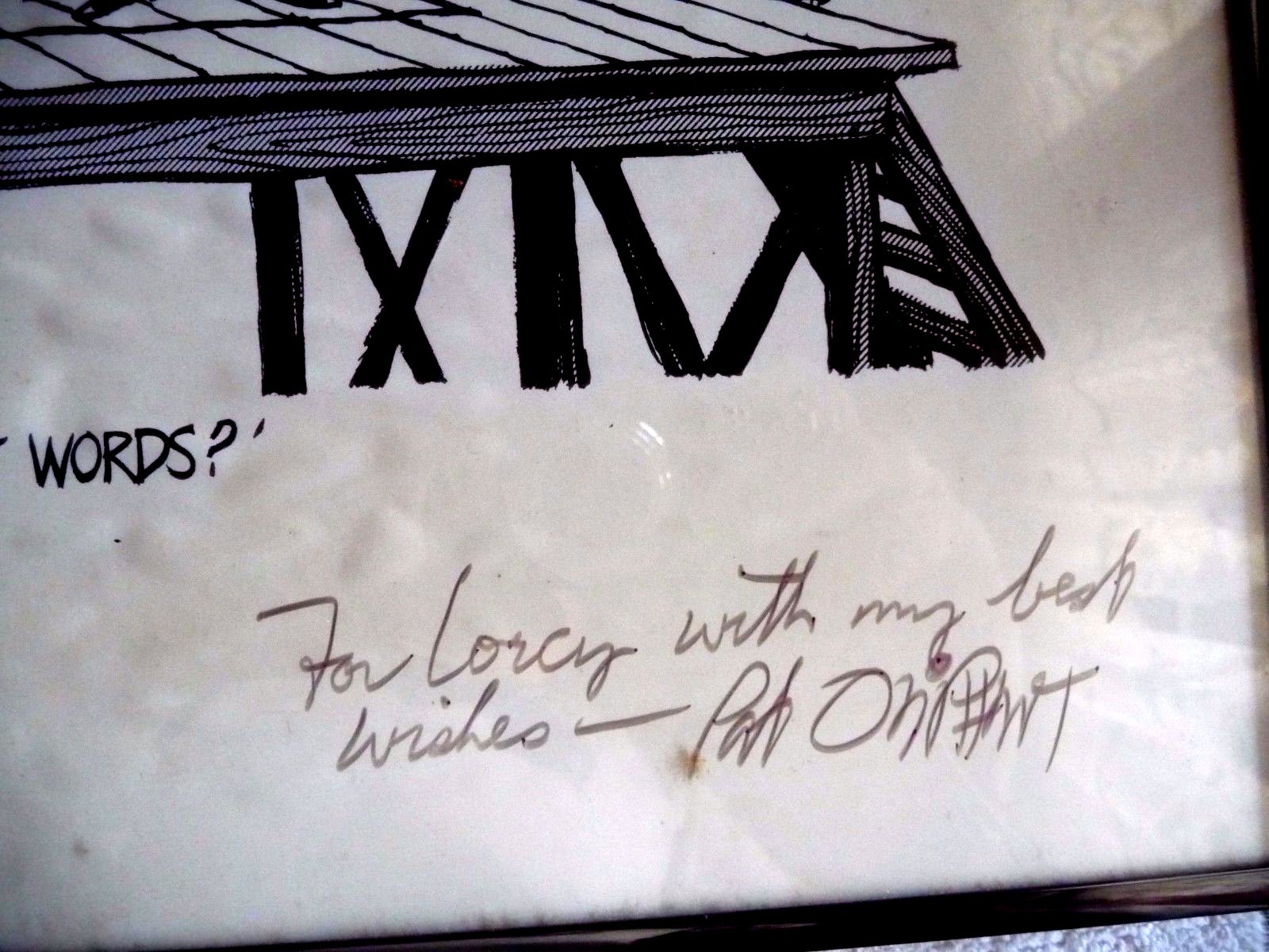 FRAMED EDITORIAL POLITICAL CARTOON BY PAT OLIPHANT REAGAN INSCRIBED SIGNED 1980
