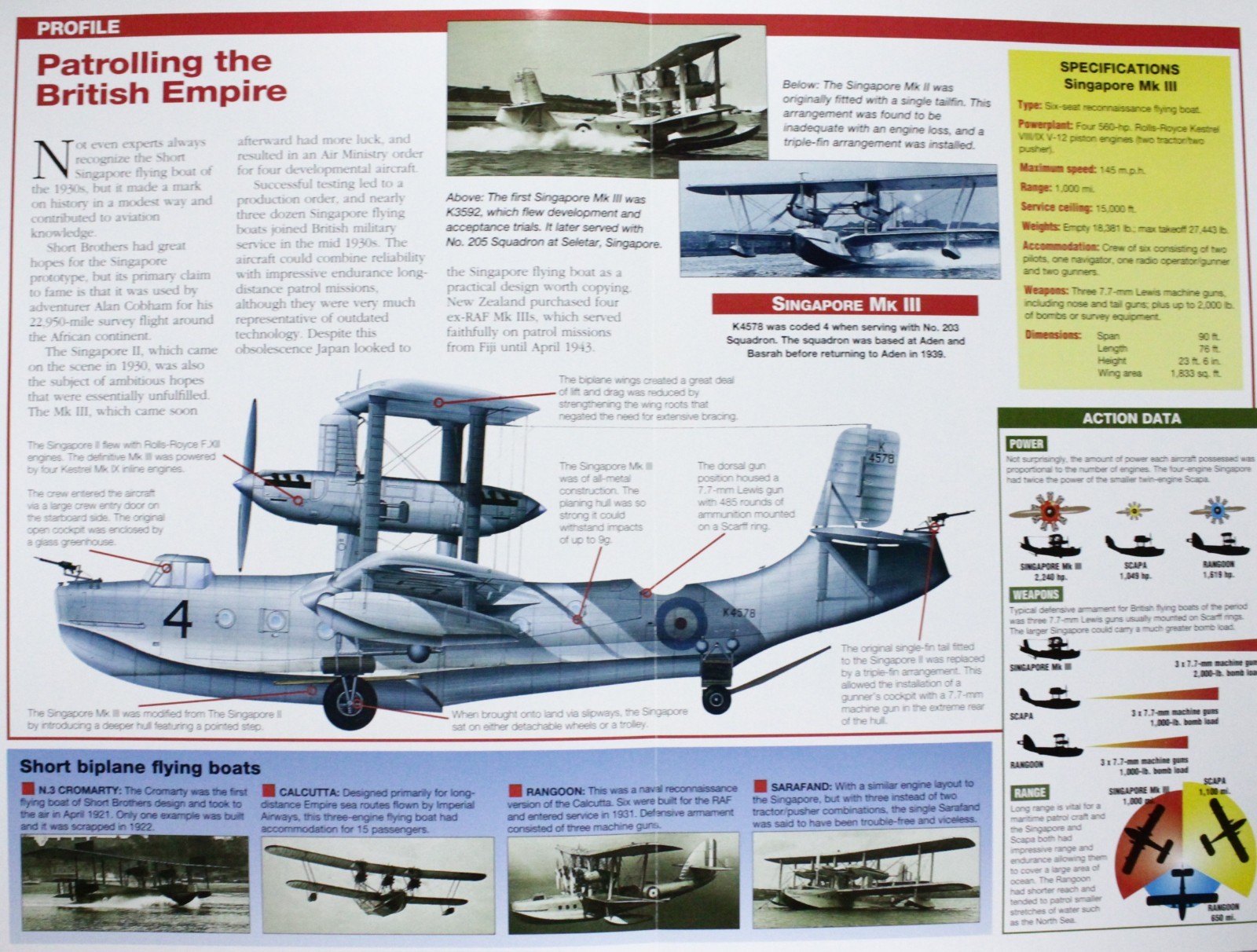 Short Singapore Aircraft Picture Brochure Pamphlet Out of Print Info Sheet