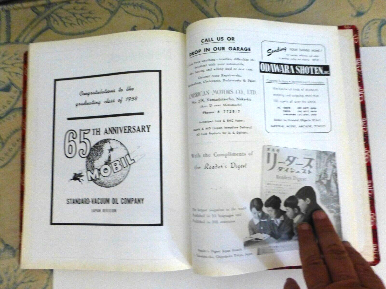 YEARBOOK YOKOHOMA AMERICAN HIGH SCHOOL JAPAN YO HI ANNUAL 1958 BEACH NEGUCHI