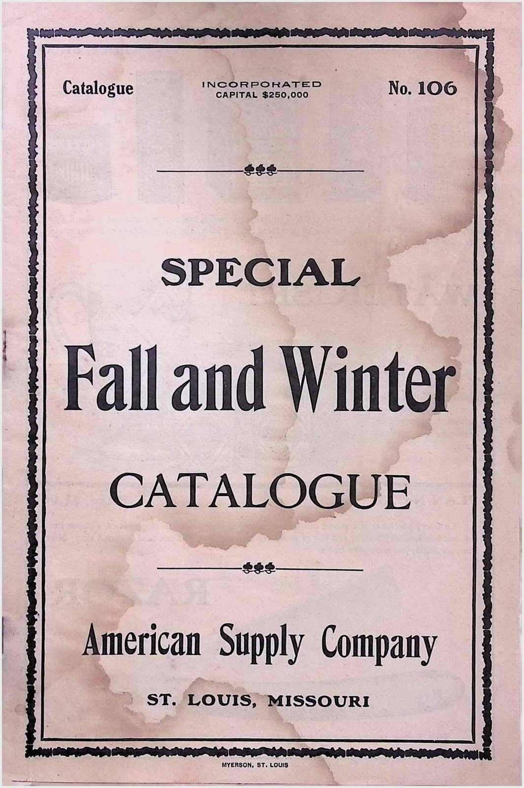 American Supply St. Louis Fall & Winter Cat. No.106 Queen Brand Premiums 1900s