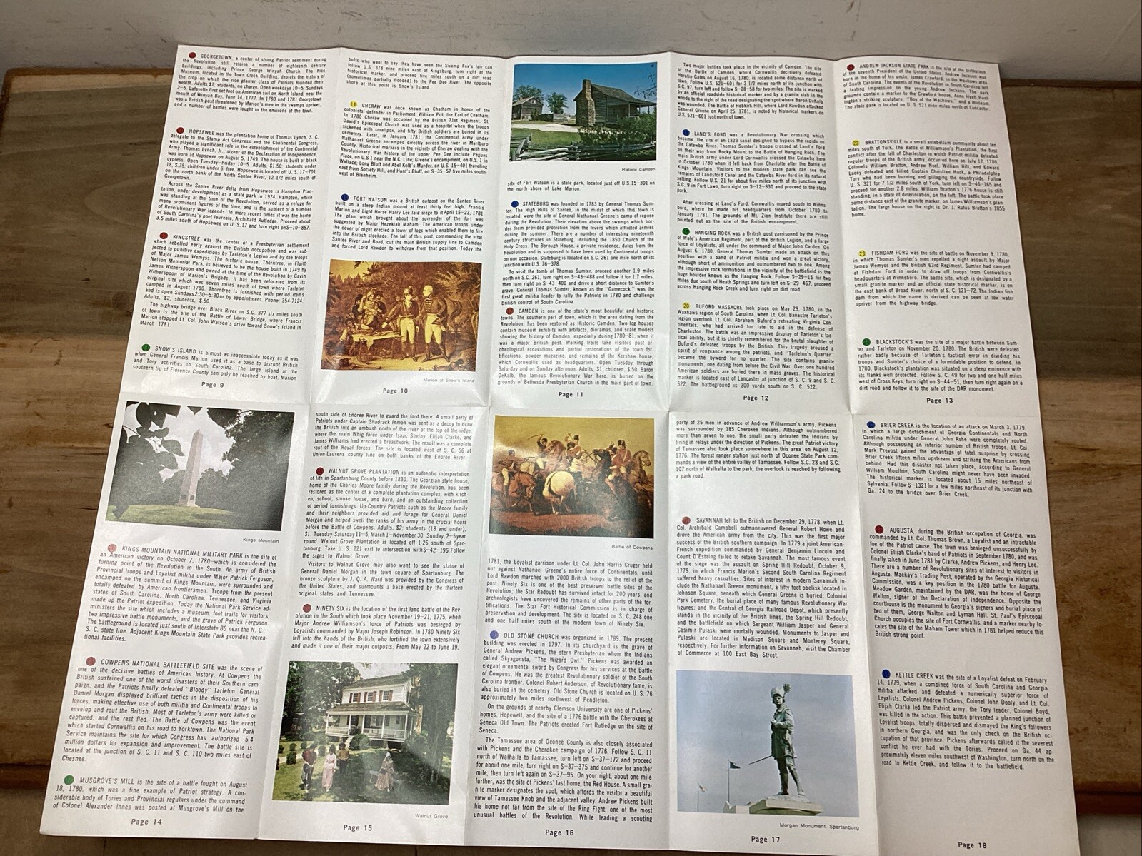 Vintage Major Sites Of The Revolution Brochure In South Carolina B52