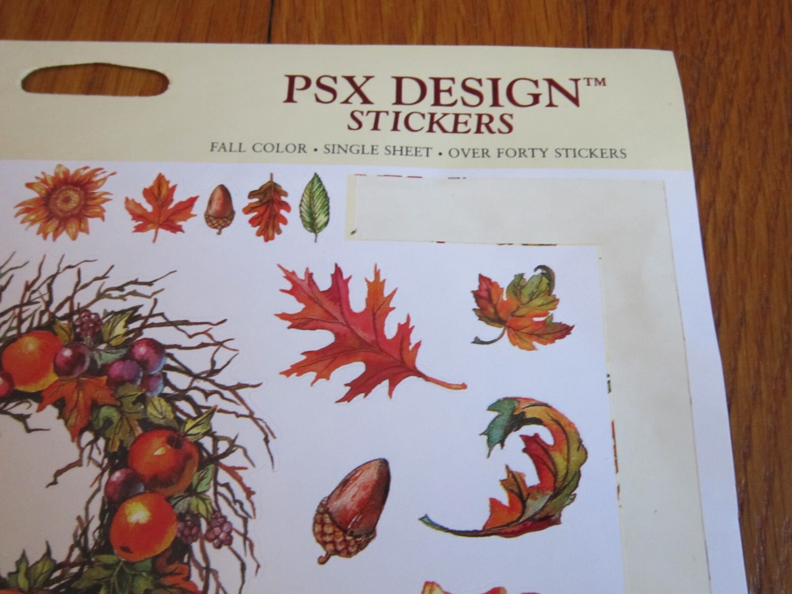 PSX Design Stickers Autumn Fall Color Leaves Acorns 2001 ONE SHEET PartiallyUsed