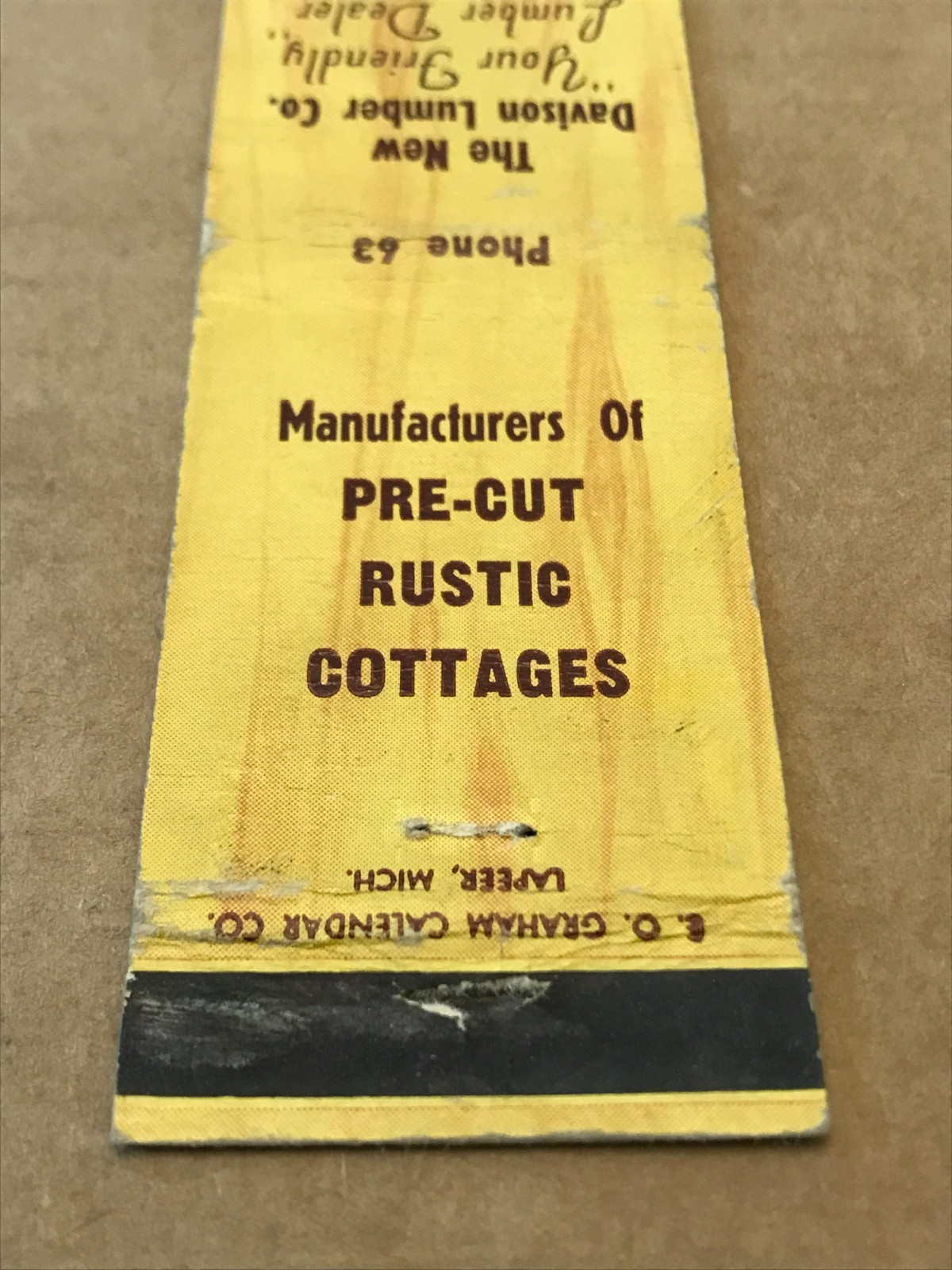 Vintage Davison Lumber Co. – Davison, Michigan – Matchcover, Matchbook