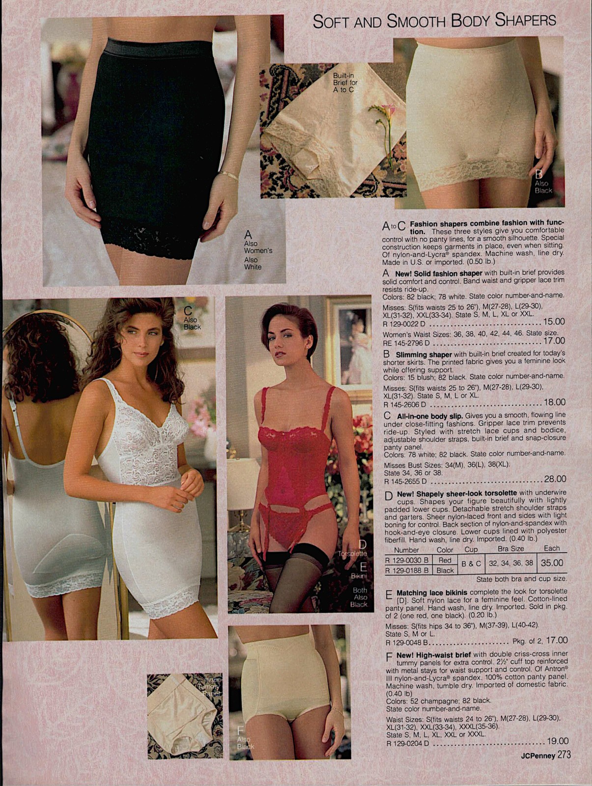 EARLY-1990S JCPENNEY CATALOG LINGERIE & FASHION CLIPPING PAPER ADS PRINTS