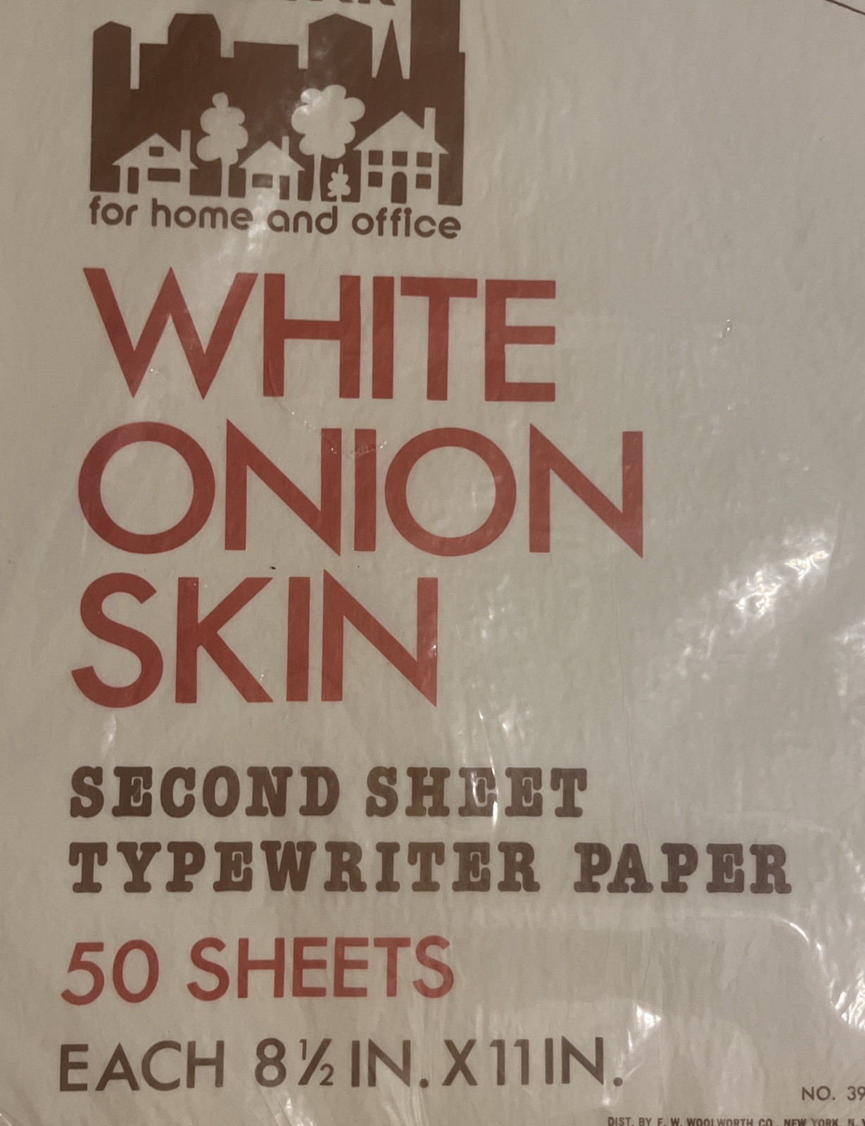 Vintage Woolworth White Onion Skin Typewriter Paper – 50 Sheets 8.5″ x 11″ – NOS