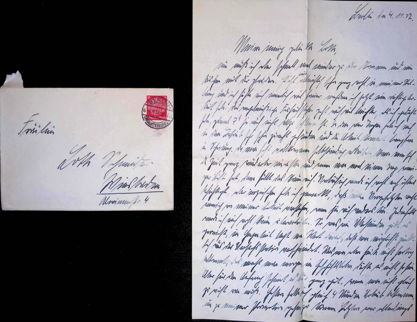 1932 Berlin Love Letter Sütterlinschrift Weimar Republic Correspondence Envelope