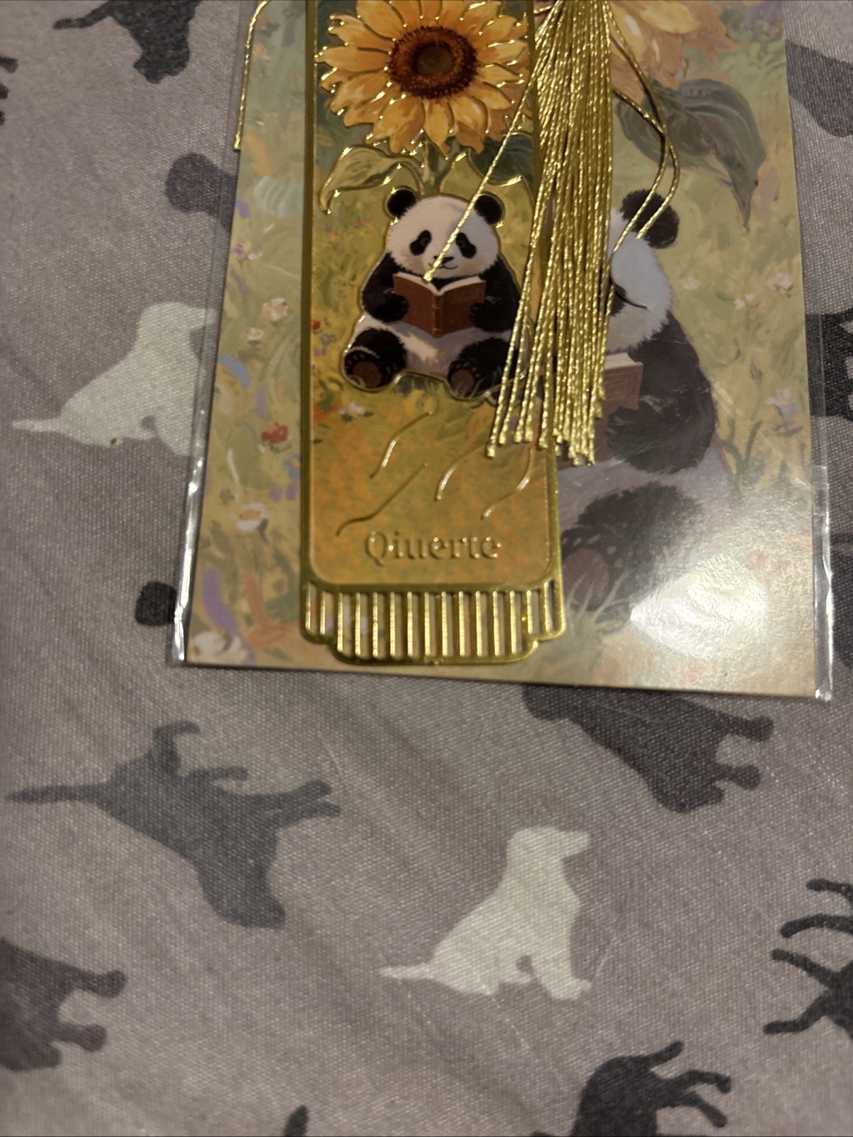 Sunflower Reading Koala Thin Metal Bookmark Multicolor Pattern Gold Tassel