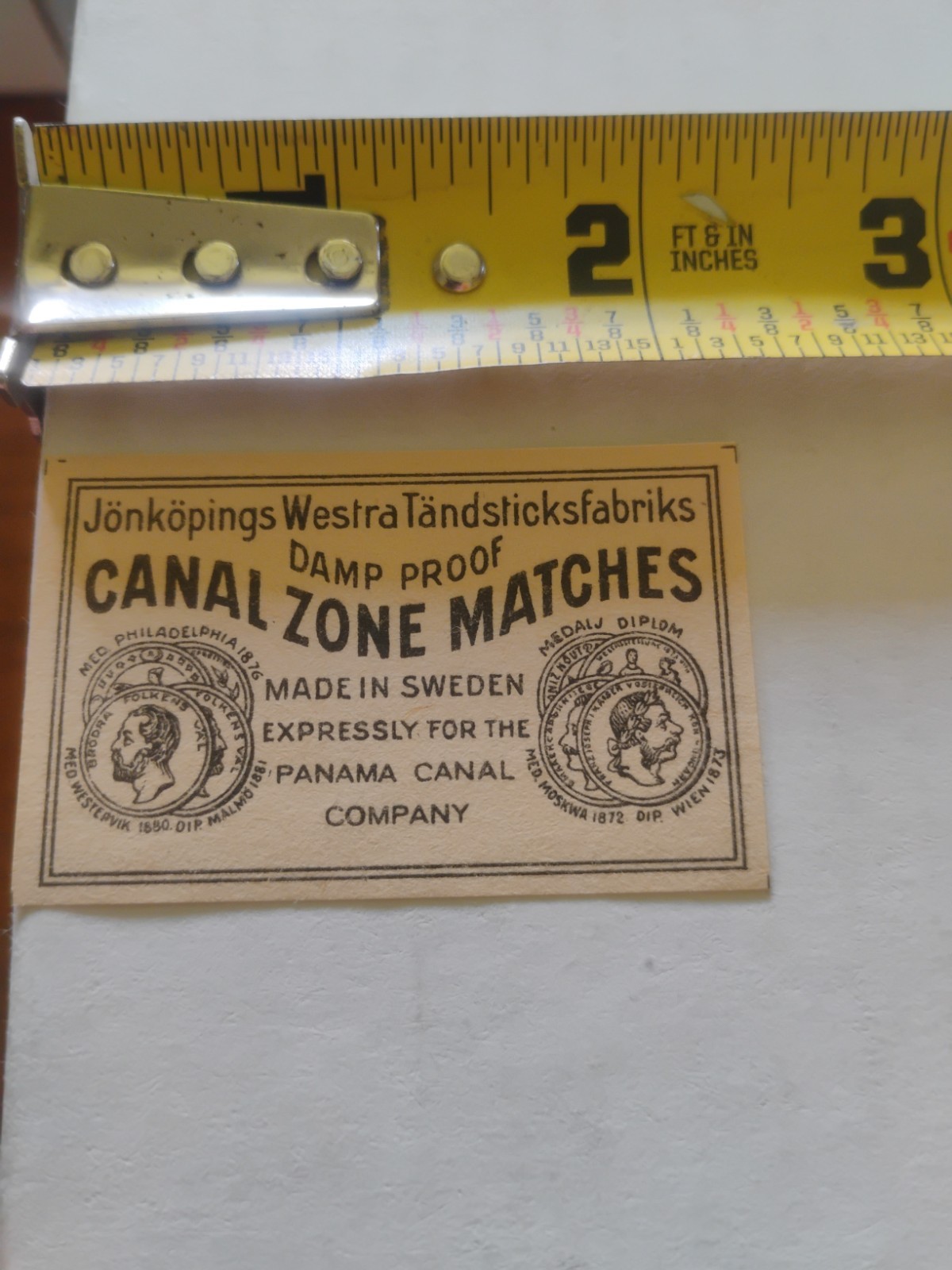 Label for Canal Zone Matches – Panama Canal Company Made in Sweden