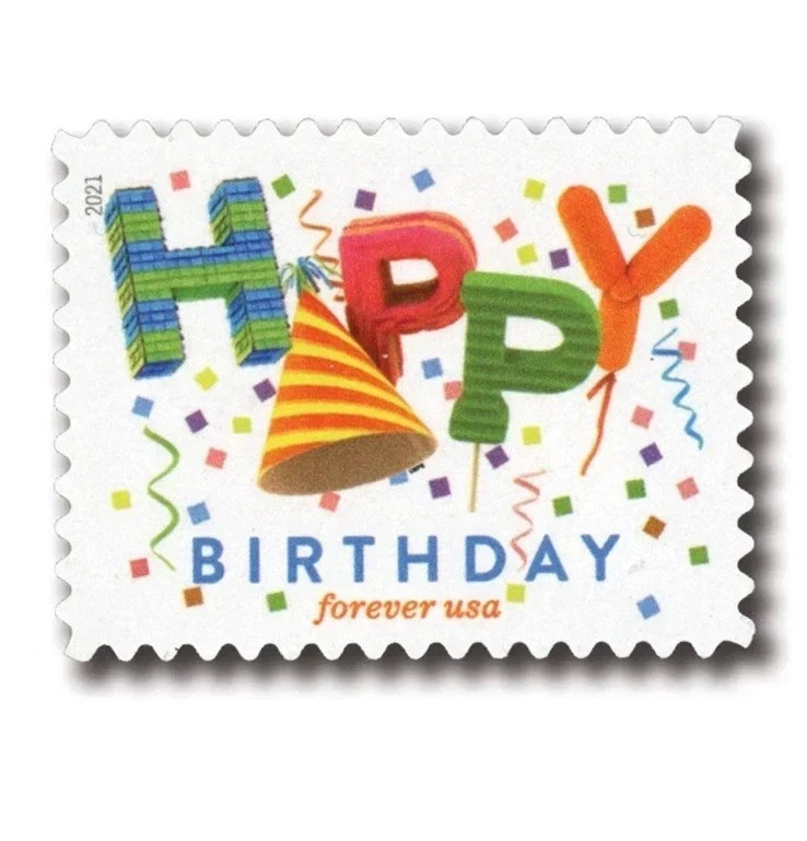 USPS 2021 FIRST CLASS LETTER STAMPS HAPPY BIRTHDAY 5 SHEETS OF 20 Total 100 PCS