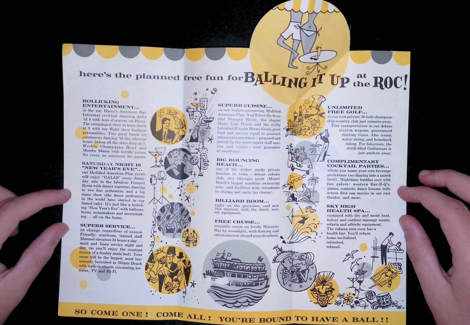 1950s Eden Roc Hotel Miami Beach Promo Brochure Ball It Up Ephemera BALLING