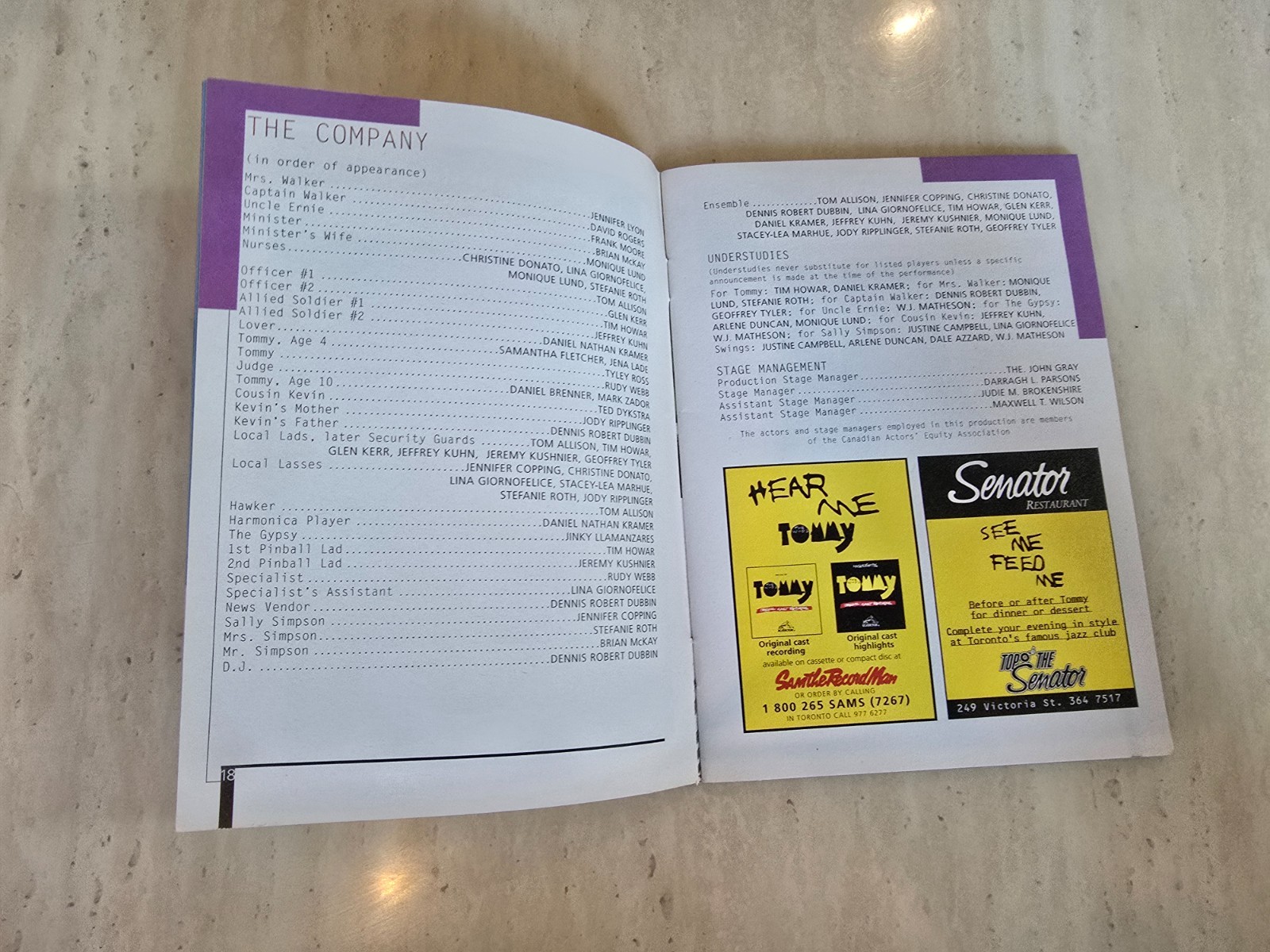1995 The Who’s Tommy Musical Curtain Call Programme Spring 95 Edition Tyley Ross